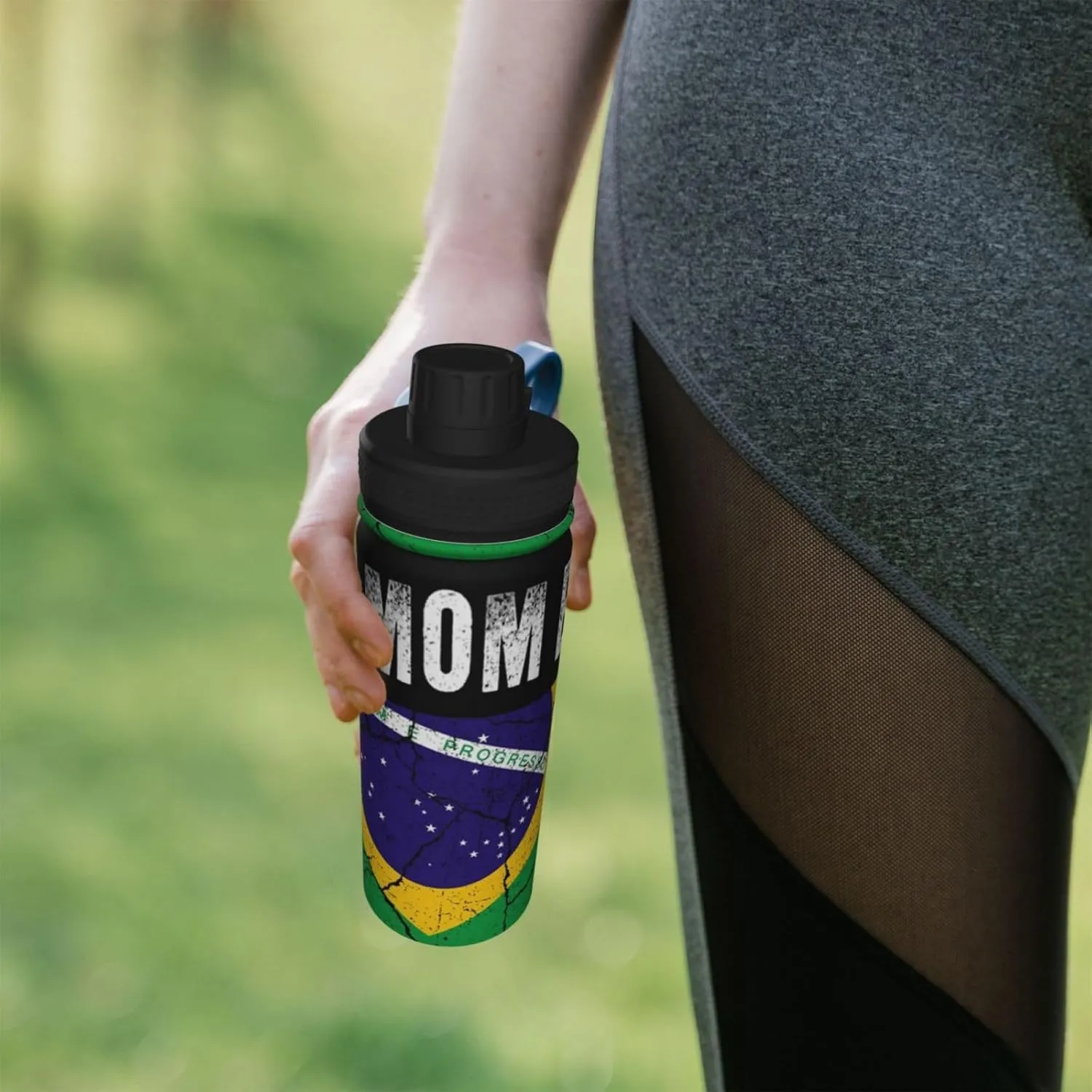 Best Brazilian Mom Ever Brazil Flag Sports Water Bottle 18 Oz Stainless Steel Sports Insulated Kettle for Travel Outdoor Gym