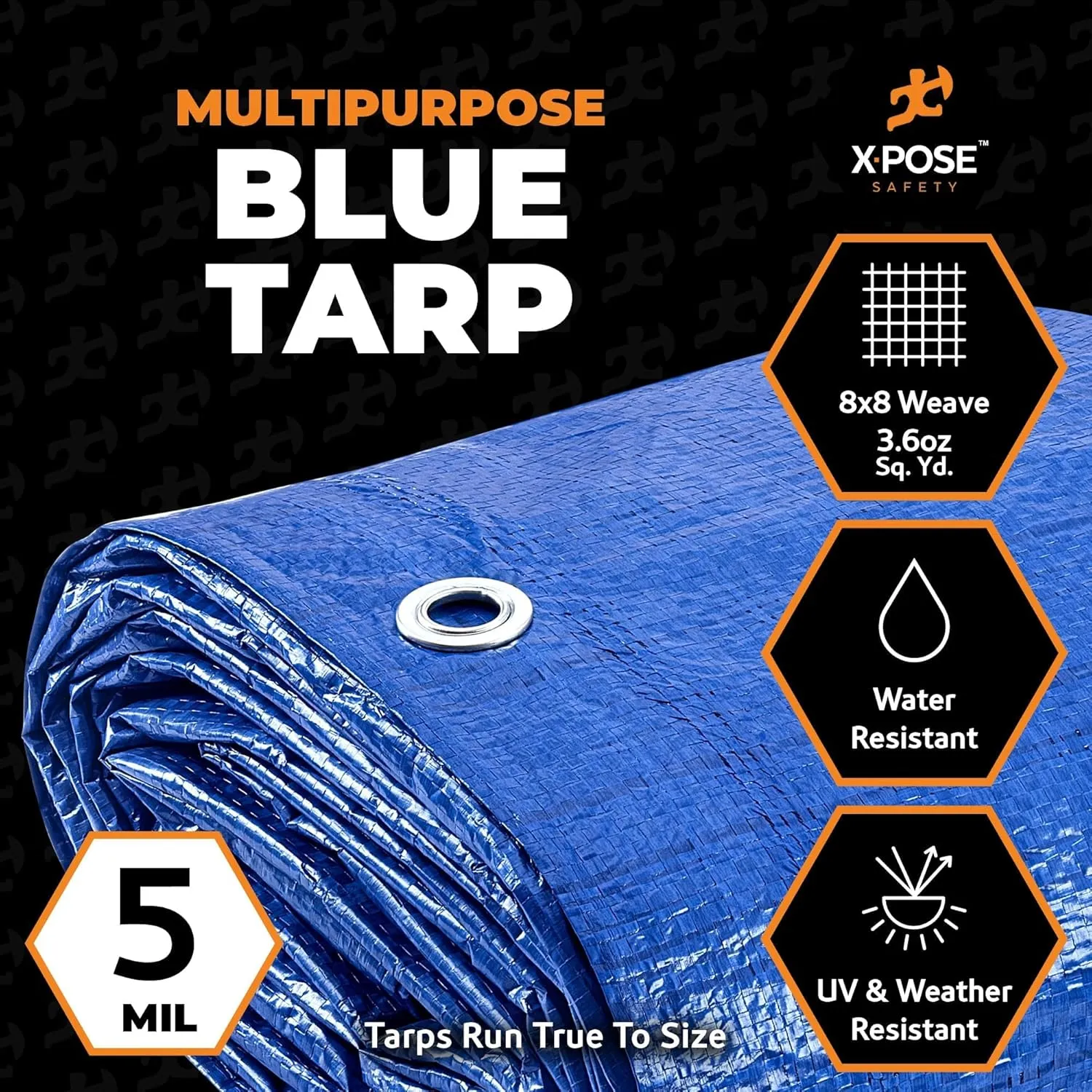 Better Blue Poly Tarp 10' x 10' (2-Pack) - Multipurpose Protective Cover - Lightweight, Durable, Waterproof, Weather Proof - 5 Mil Thick Polyethylene - by Xpose Safety