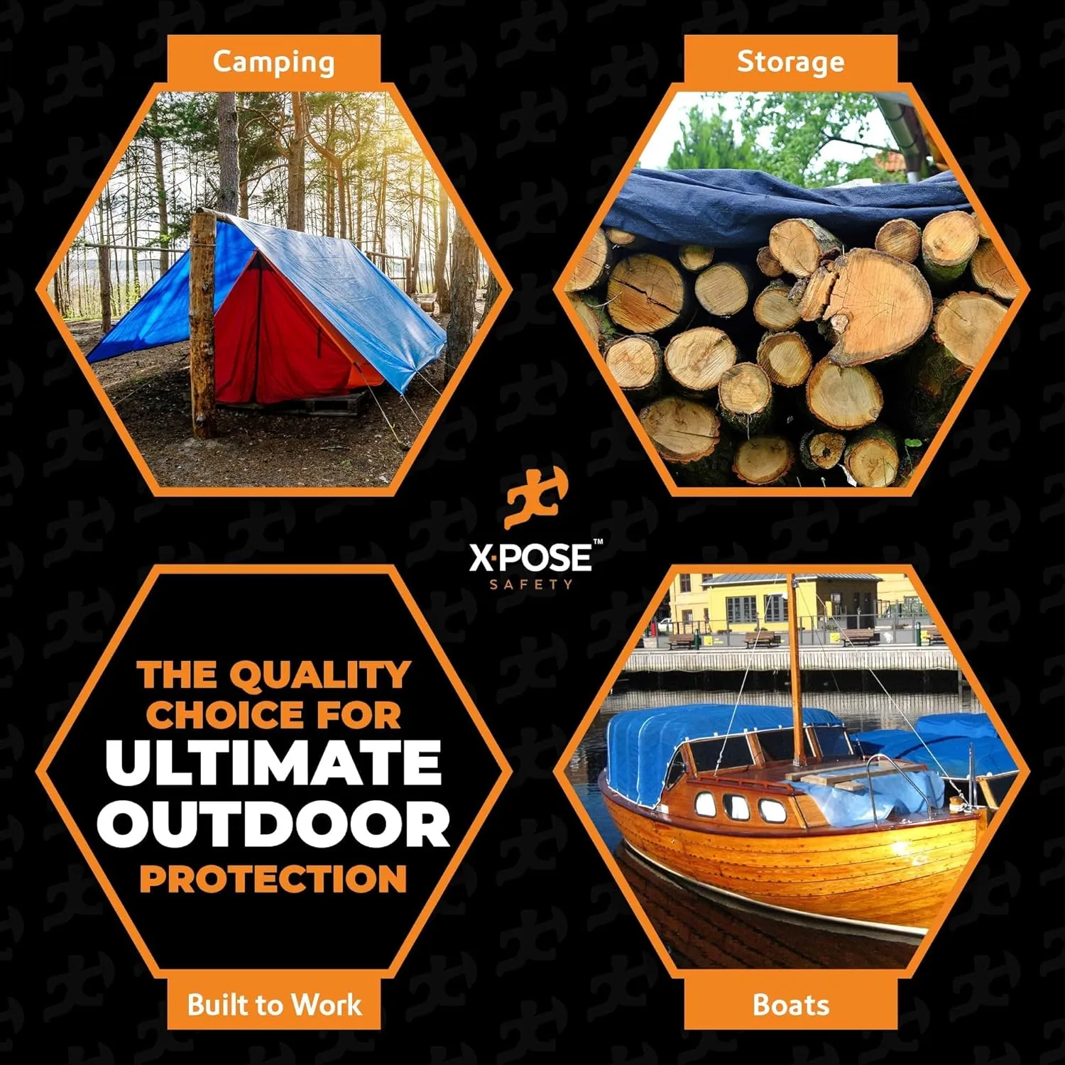 Better Blue Poly Tarp 10' x 10' (2-Pack) - Multipurpose Protective Cover - Lightweight, Durable, Waterproof, Weather Proof - 5 Mil Thick Polyethylene - by Xpose Safety