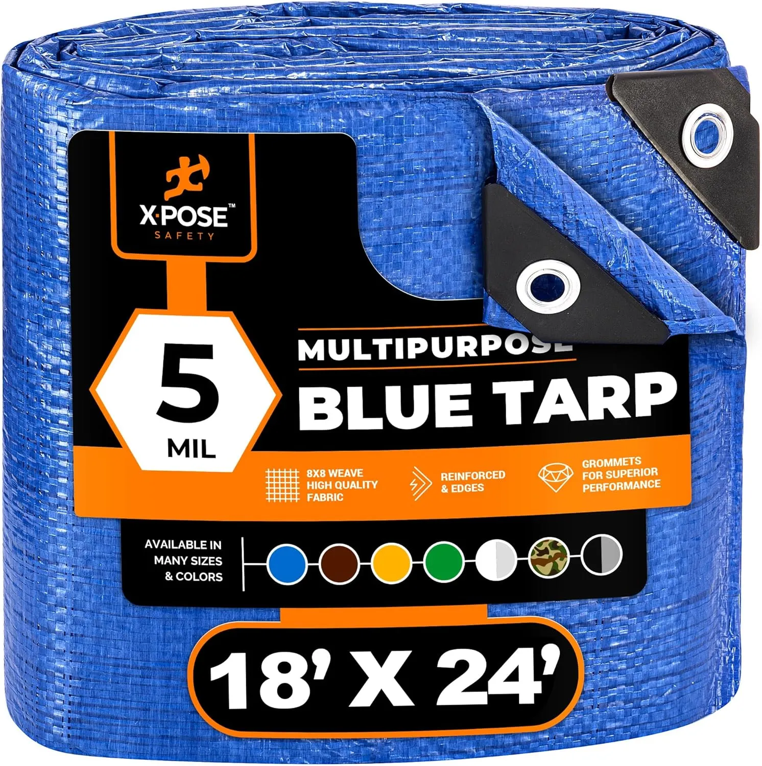 Better Blue Poly Tarp 18' x 24' - Multipurpose Protective Cover - Lightweight, Durable, Waterproof, Weather Proof - 5 Mil Thick Polyethylene - by Xpose Safety