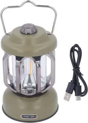 BFYDOAA Retro Camping Lantern Waterproof Rechargeable Tent Lantern with 3 Light Modes,Hanging or Tabletop Camp Lights for Outdoor Yard Hiking(Green)