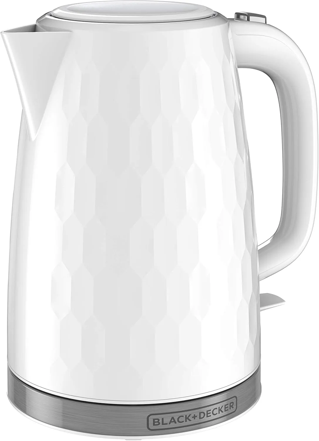 BLACK DECKER 1.7L Cordless Electric Kettle, KE1560W, Premium Texture, Water Window, Rapid Boil, Auto Shutoff, White