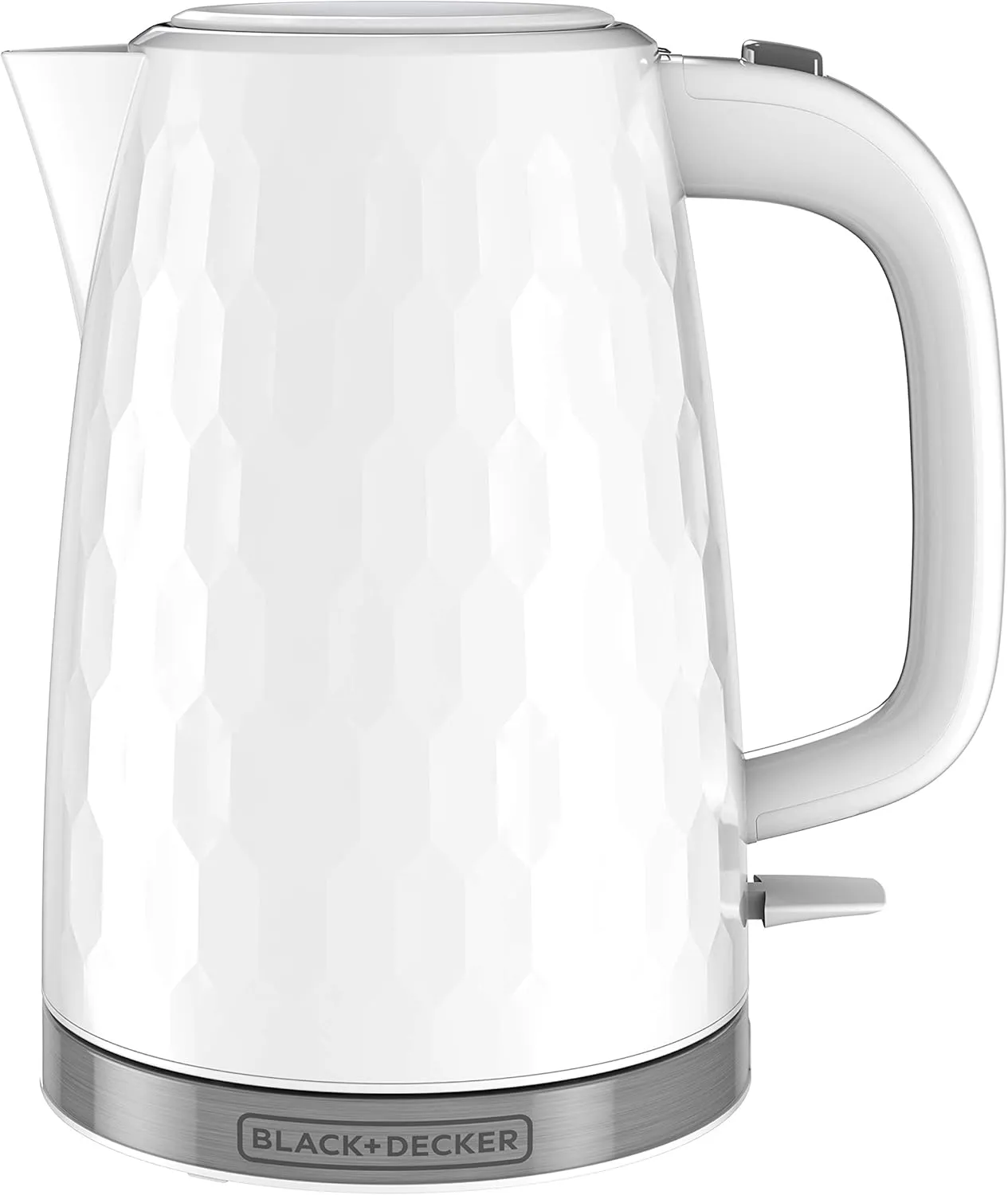 BLACK DECKER 1.7L Cordless Electric Kettle, KE1560W, Premium Texture, Water Window, Rapid Boil, Auto Shutoff, White