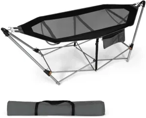 Black Portable Camping Foldable Hammock with Stand and Carry Case New