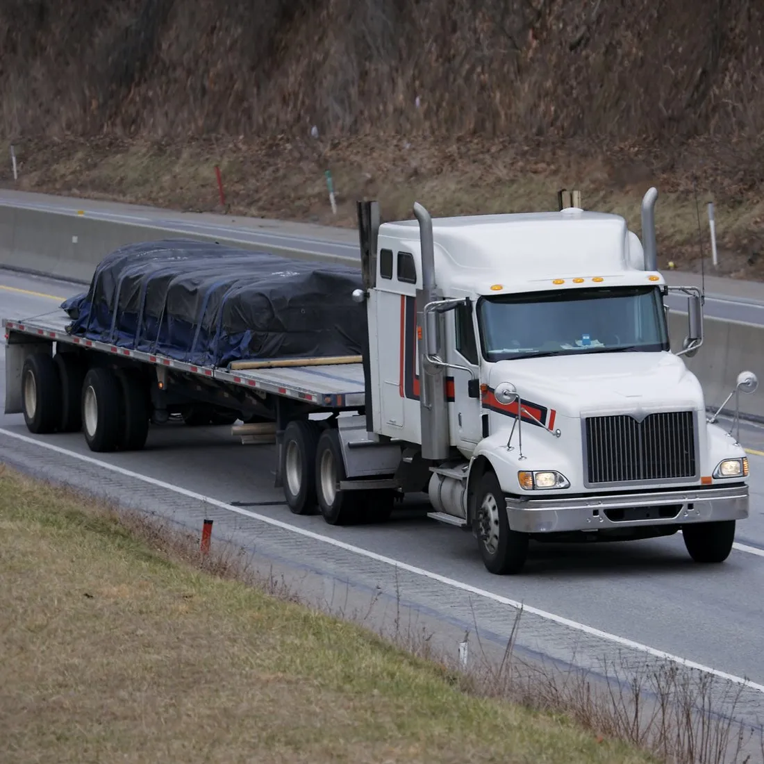 Black Solid 18 Oz. Vinyl Tarp - 7 Foot x 18 Foot