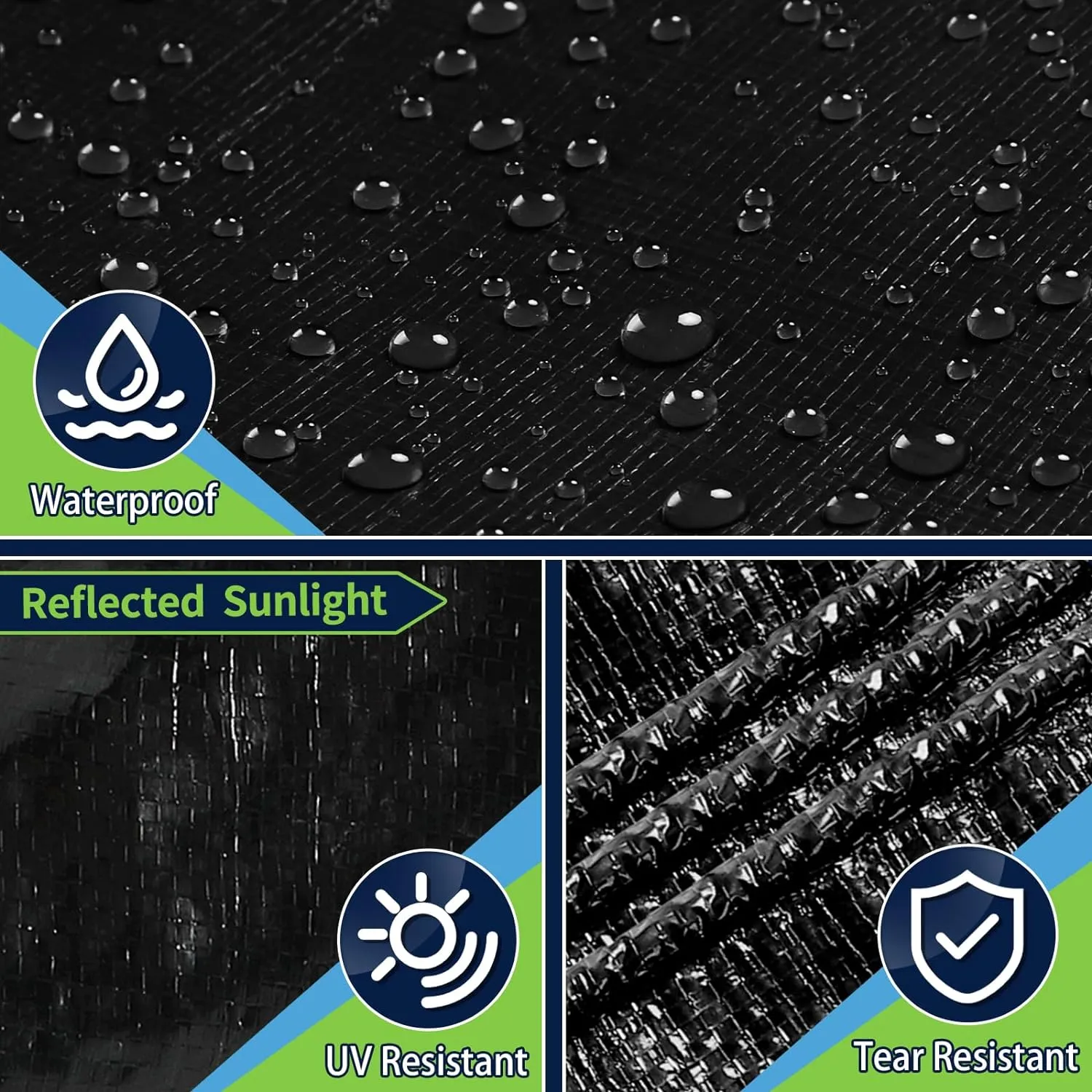 Black Tarps Heavy Duty Waterproof 20x30, 12 Mil Thick, High Durability, Rip and Tear Resistant with Metal Grommets Every 20 Inches
