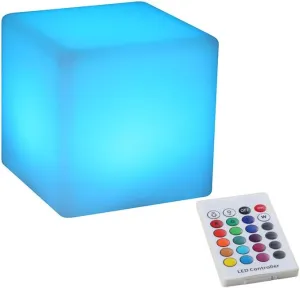 BLUEYE 4-Inch Cordless LED Cube Night Light, 16 Colors & Remote Control, Battery Mood Lamp, Ambient Lighting, Girls Night Light for Kids, Polyethylene, Milky White