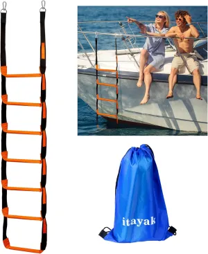 Boat Rope Ladder, 7 Step Boat Ladder, Foldable Assist Boarding Outdoor Climbing Rope Ladder for Inflatable Boat, Pontoon Boat, Sailboat, Kayak, Motorboat, Canoeing