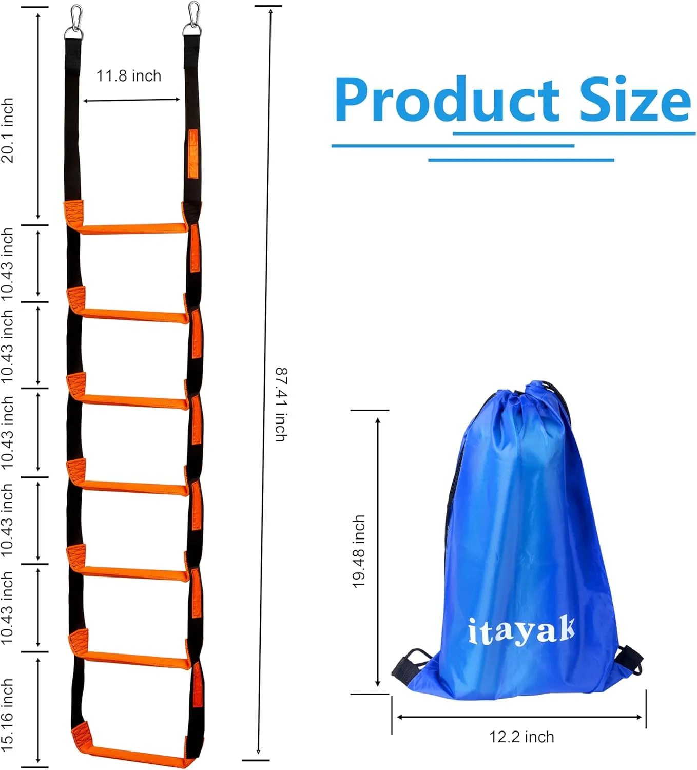 Boat Rope Ladder, 7 Step Boat Ladder, Foldable Assist Boarding Outdoor Climbing Rope Ladder for Inflatable Boat, Pontoon Boat, Sailboat, Kayak, Motorboat, Canoeing