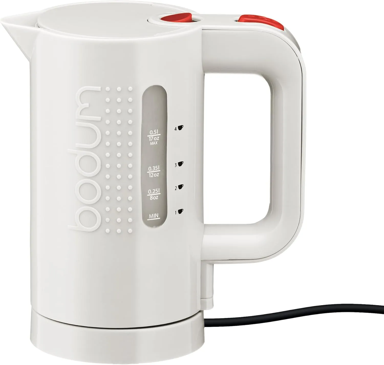 Bodum 17oz Bistro Electric Water Kettle For Coffee & Tea, BPA-Free Plastic, Rapid-Boil, Auto Shut-Off, White