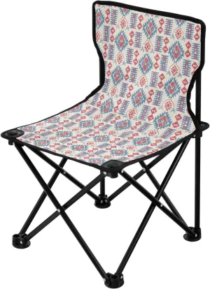Boho Red and Blue Vintage Texture Collapsible Camp Chairs for Adults Ultra-Lightweight Campfire Chairs Carry Bag Included