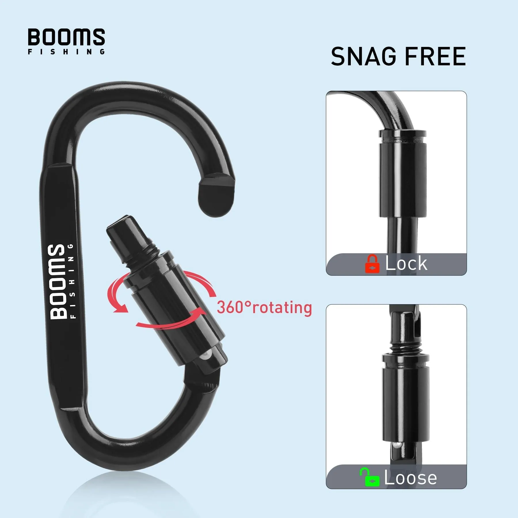 Booms Fishing 1/9Pcs Survival D-ring Carabiner Clip Screw Lock Travel Hook Aluminum Aalloy Buckle Carabiner Camp Equipment