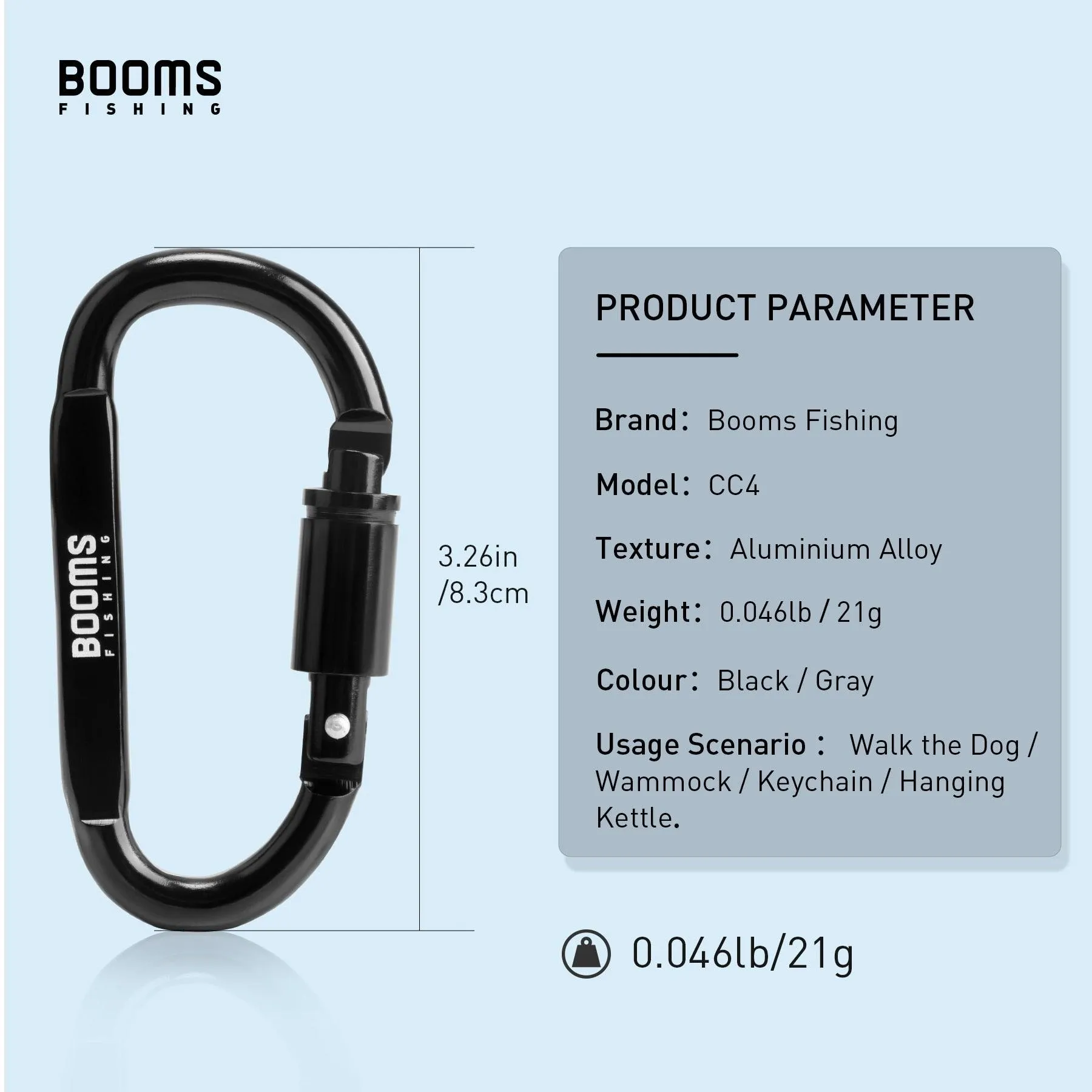 Booms Fishing 1/9Pcs Survival D-ring Carabiner Clip Screw Lock Travel Hook Aluminum Aalloy Buckle Carabiner Camp Equipment
