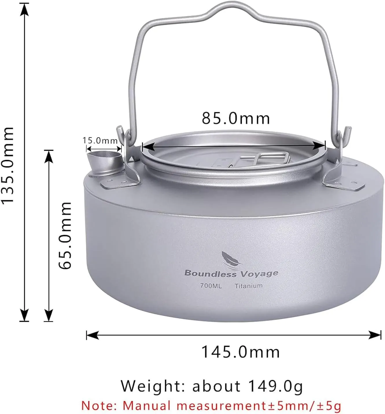 Boundless Voyage Camping Single-Layer Coffee Cup & Titanium Kettle with Folding Handle Filter Big Capacity Pot Outdoor Tableware Drinkware
