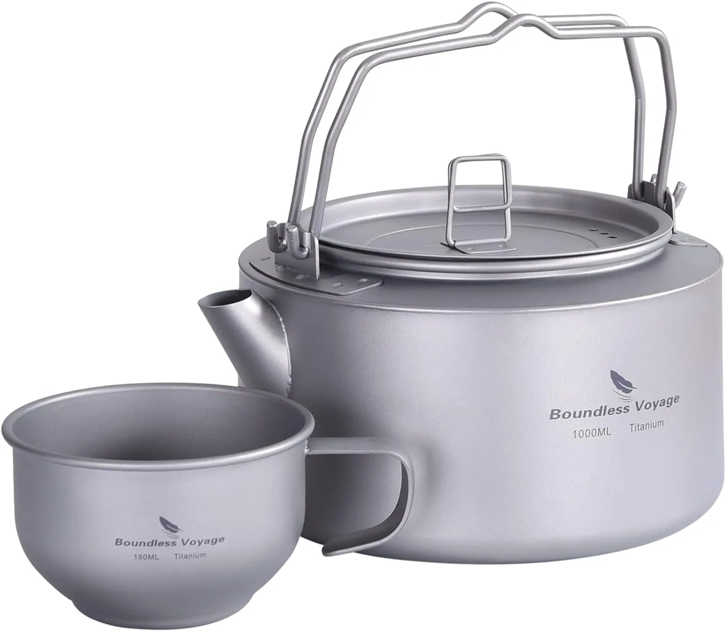 Boundless Voyage Titanium Kettle with Folding Handle & Filter Ultralight Teapot Outdoor Camping Coffee Pot for Boiling Water Coffee Tea