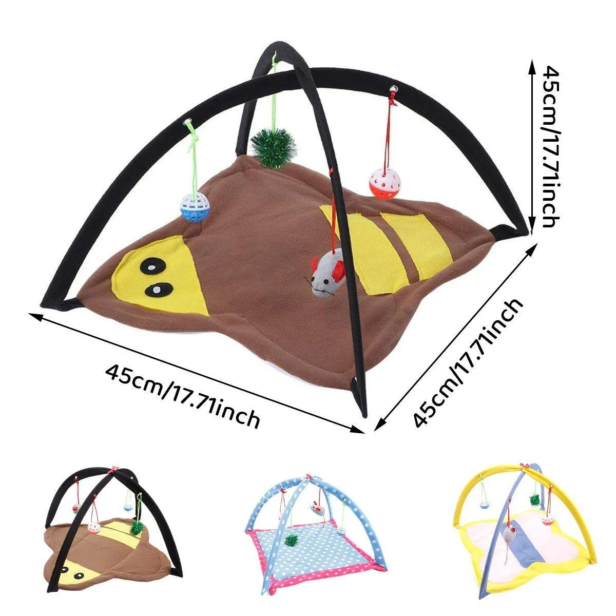 Breathable Pet Hammock Cat Bed with Fun Cartoon Bell Toy Cat Tent Supplies