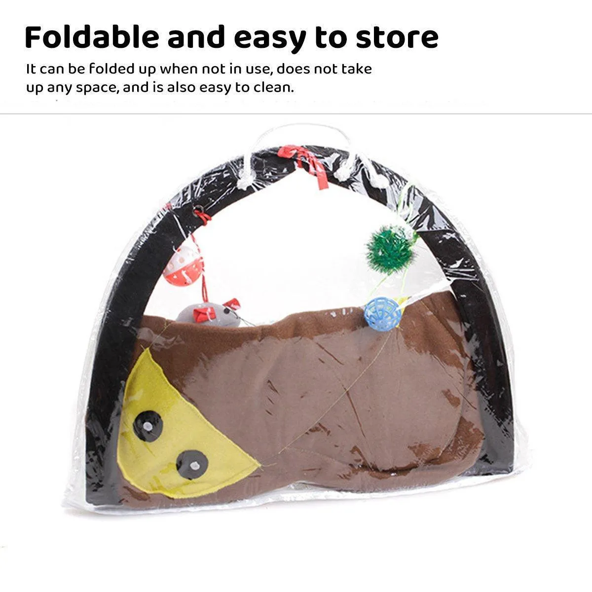 Breathable Pet Hammock Cat Bed with Fun Cartoon Bell Toy Cat Tent Supplies