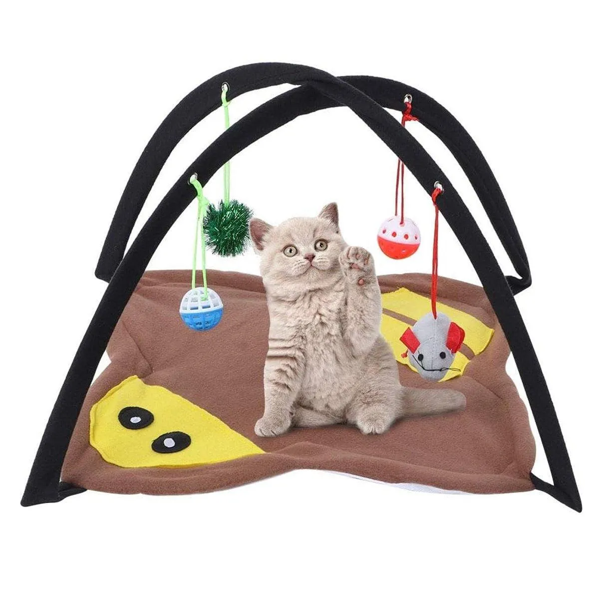 Breathable Pet Hammock Cat Bed with Fun Cartoon Bell Toy Cat Tent Supplies