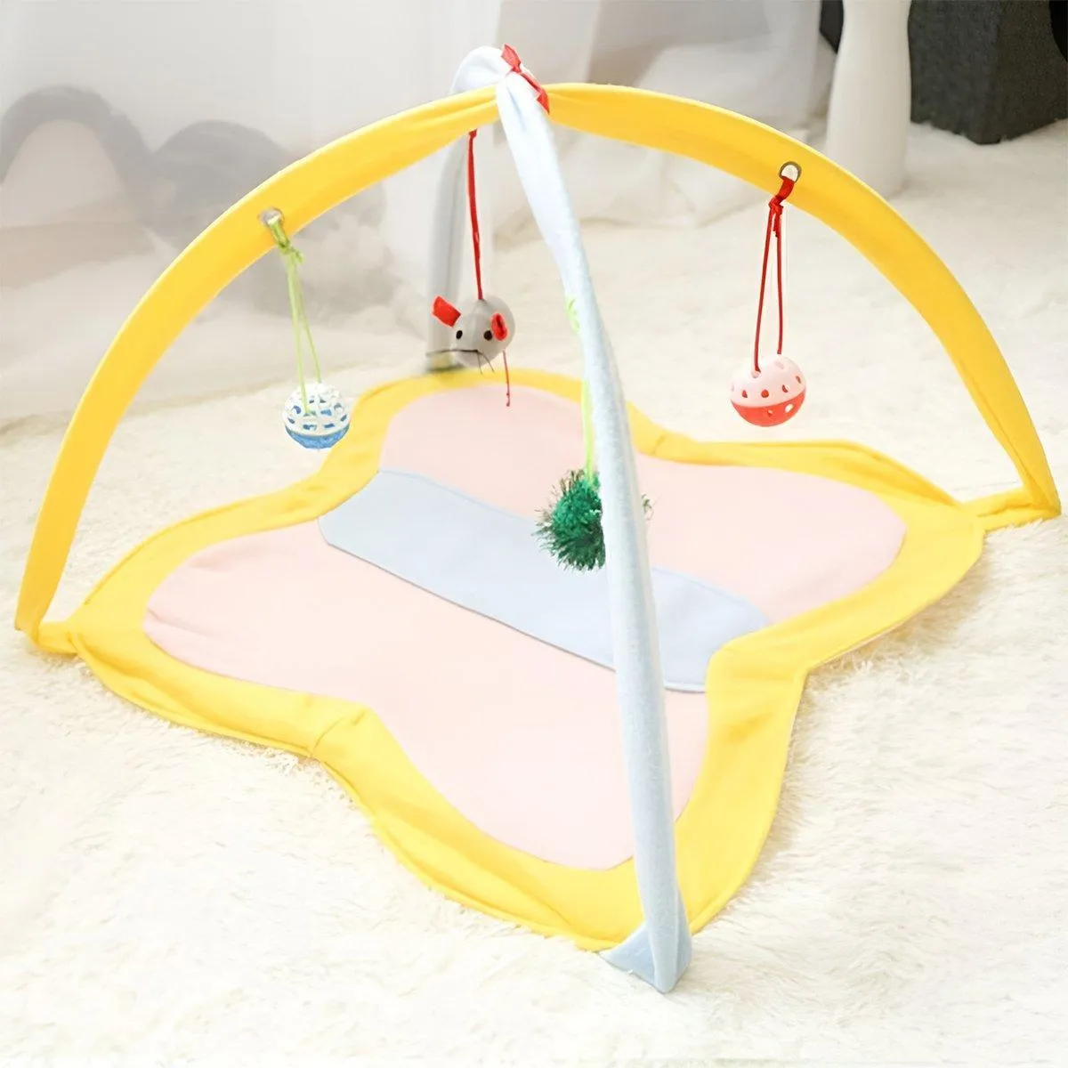 Breathable Pet Hammock Cat Bed with Fun Cartoon Bell Toy Cat Tent Supplies