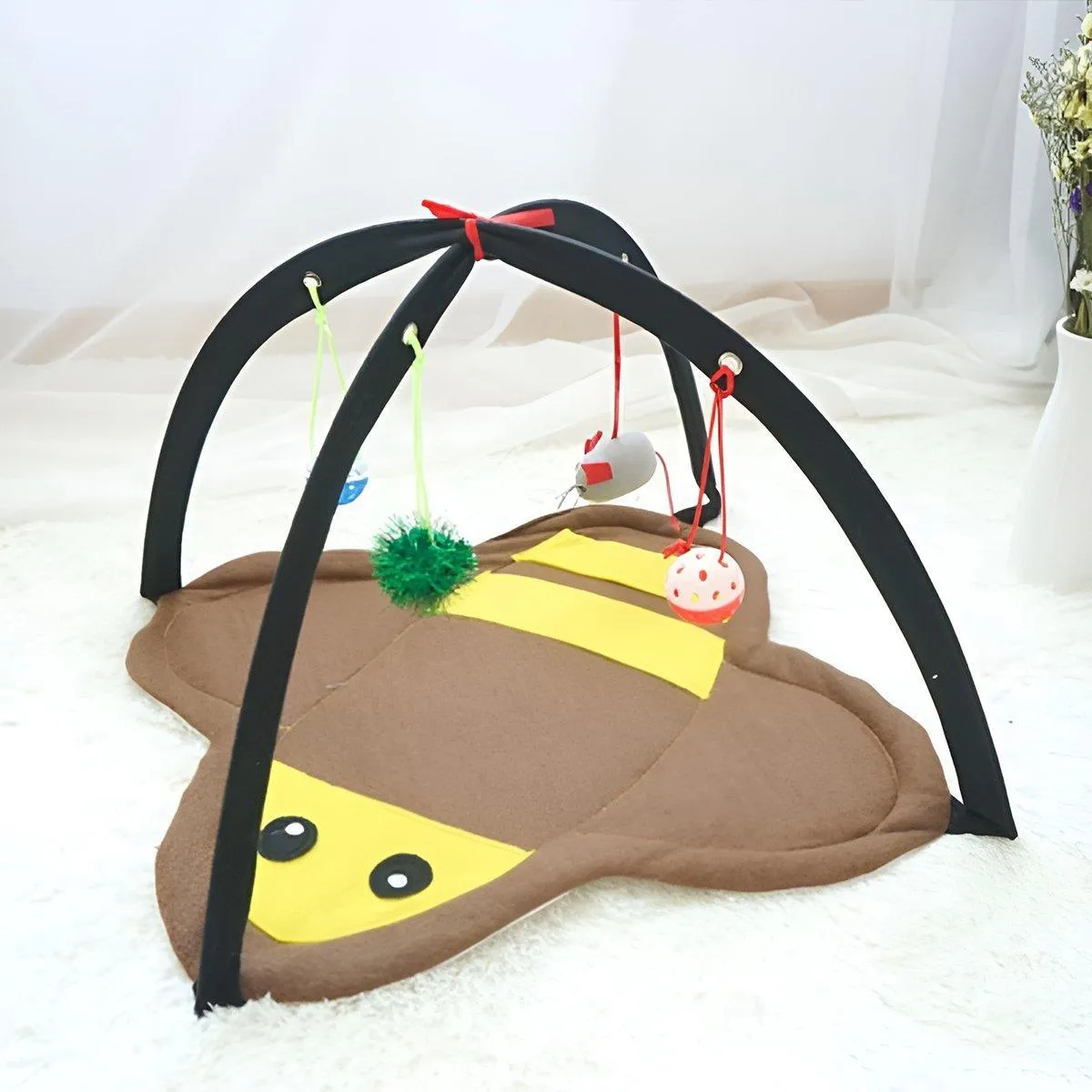 Breathable Pet Hammock Cat Bed with Fun Cartoon Bell Toy Cat Tent Supplies