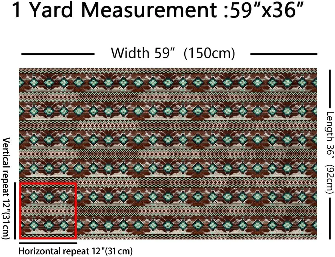 Brown Cowhide Aztec Upholstery Fabric for 2 Yard Western Aztec Cow Fur Print Decorative Waterproof Outdoor Fabric Ethnic Geometric Fabric by The Yard for Kids Toddler Boho Exotic Outdoor Fabric