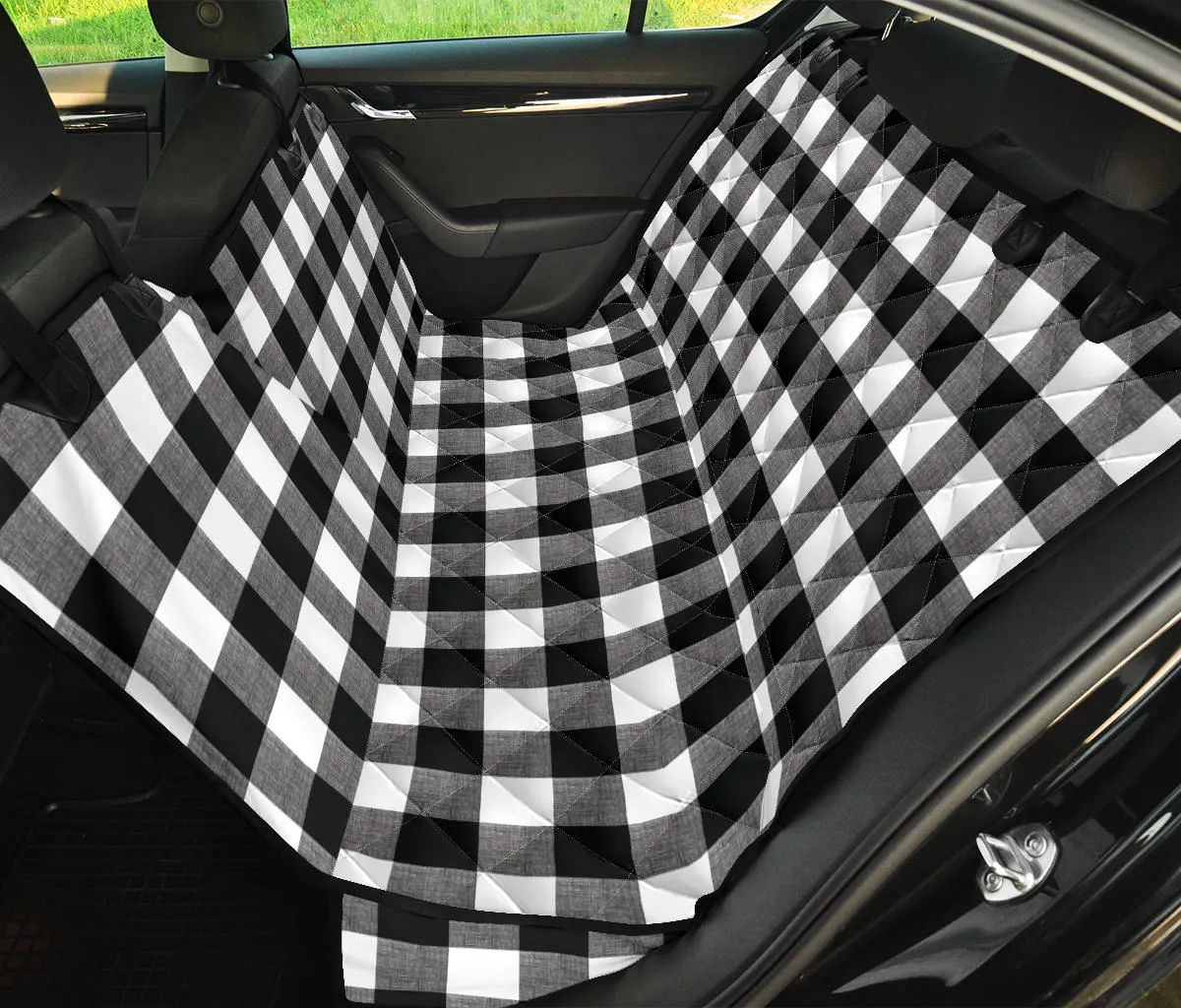 Buffalo Check Dog Hammock Back Seat Cover For Pets