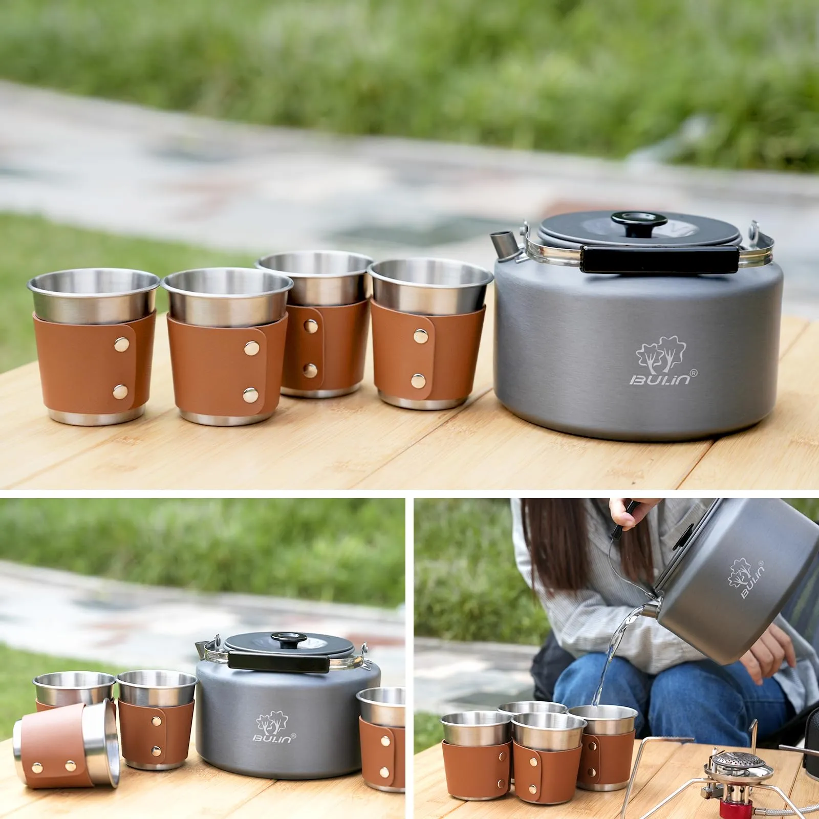 BULIN Camping Kettle Set with 4 Cups