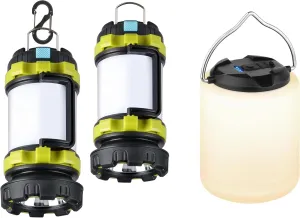 Bundle: 2 Pack Camping Lantern Flashlights (1000LM, 6 Modes) & 1 Pack LED Camping Light (1000LM, 4 Modes) - Rechargeable, Waterproof, Portable Emergency Lights for Hurricane, Hiking, Survival
