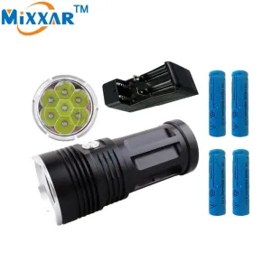 C Super Bright LED flashlight MI-7 14000LM Torch 7x T6 Camp Hunting tactical Lantern Lamp 4x18650 battery one charger