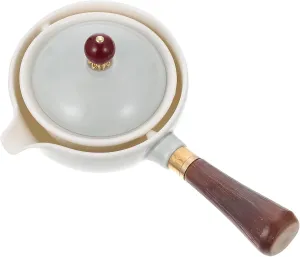 Cabilock 1 PC Ceramic Teapot with Side Handle Heat Resistant Kettle for Home Use Stylish and Lightweight Design present for Tea Lovers Easy to Clean and Maintain Elegant