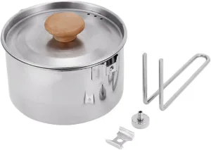 Cabilock Outdoor Kettle Stainless Steel Camping Pot Hiking Water Kettle Stainless Steel Outdoor Cook Gear Camping Cup Pot Camping Kettle Cooking Pot Equipment Wooden Travel to disassemble