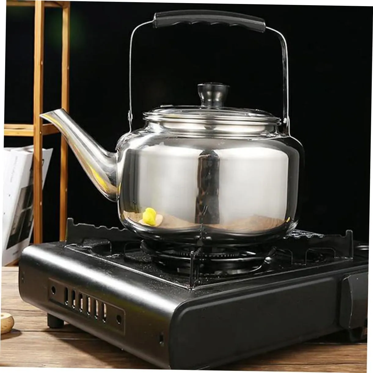 Cabilock Stainless Steel Whistling Kettle Portable Water Boiling Teapot for Camping Hiking Outdoor Use Lightweight Design for Easy Pouring Storage Home Teakettle