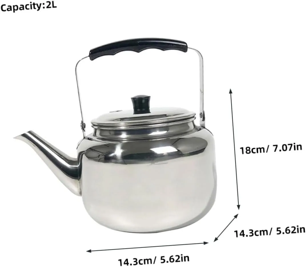 Cabilock Stainless Steel Whistling Kettle Portable Water Boiling Teapot for Camping Hiking Outdoor Use Lightweight Design for Easy Pouring Storage Home Teakettle