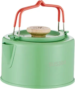 Camp Kettle Tea Kettle Cookware Portable Lightweight Coffee Pot Teapot Tea Pot for Campfire Hiking Picnic Backpacking Fishing, Green