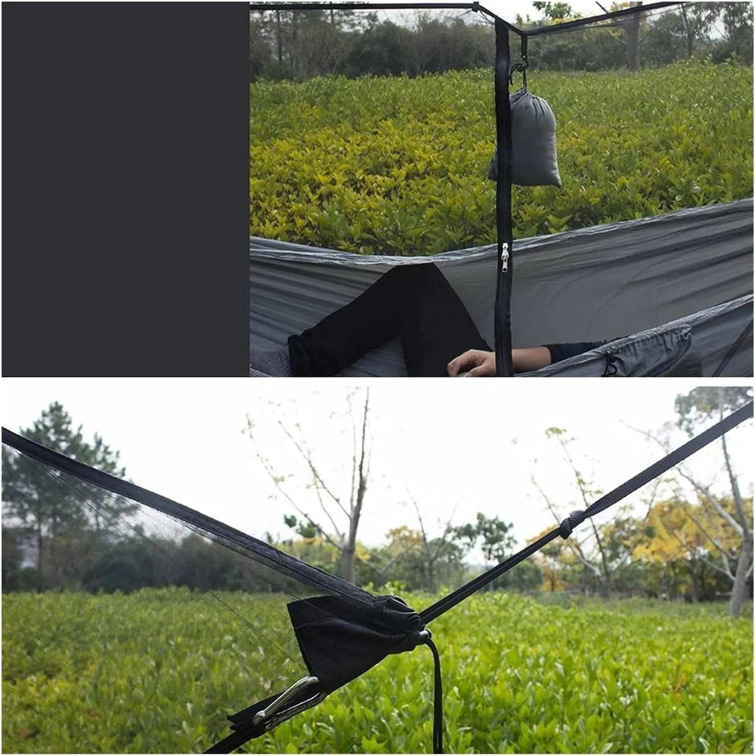 Camp Outdoor Easy Setup Travel Portable Hammock Mosquito Net Fabric Nylon Camping Double Person Foldable Separating Mosquito Bed Net Strong (Blue)