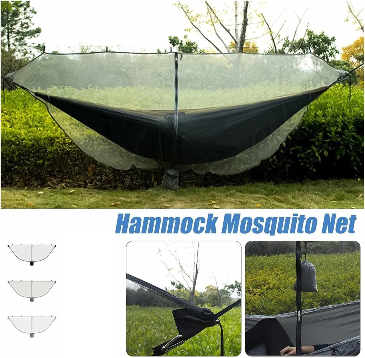 Camp Outdoor Easy Setup Travel Portable Hammock Mosquito Net Fabric Nylon Camping Double Person Foldable Separating Mosquito Bed Net Strong (Blue)