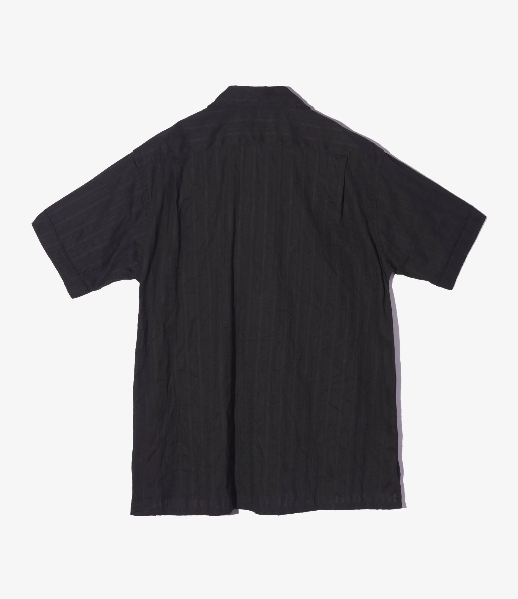 Camp Shirt – Black Stripe Jacquard Cotton Lace