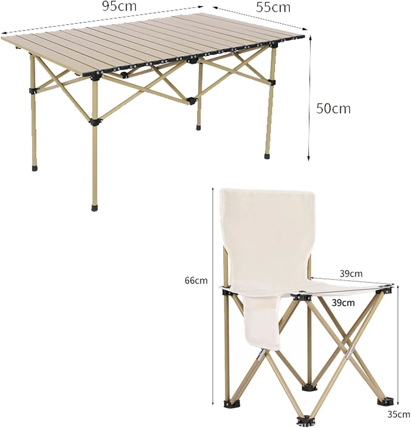 Camping air Set with Aluminum Roll-up Folding Table, Folding Lawn airs Portable Camp Table Lawn Foldable air with Storage Bags, for Outdoor Travel