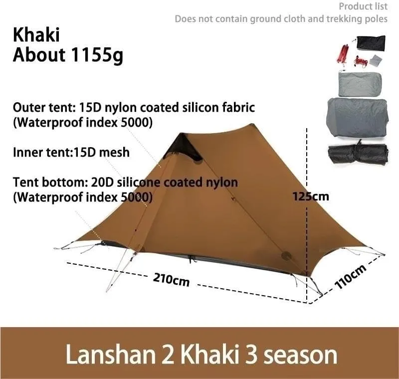 Camping Awning Canopy Tarp Durable Waterproof Lightweight for Outdoor Tent Shade Multi-Purpose Use(Gray 1P 3 Season)