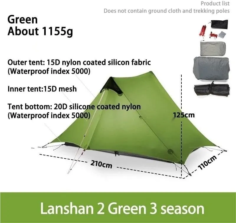 Camping Awning Canopy Tarp Durable Waterproof Lightweight for Outdoor Tent Shade Multi-Purpose Use(Gray 1P 3 Season)