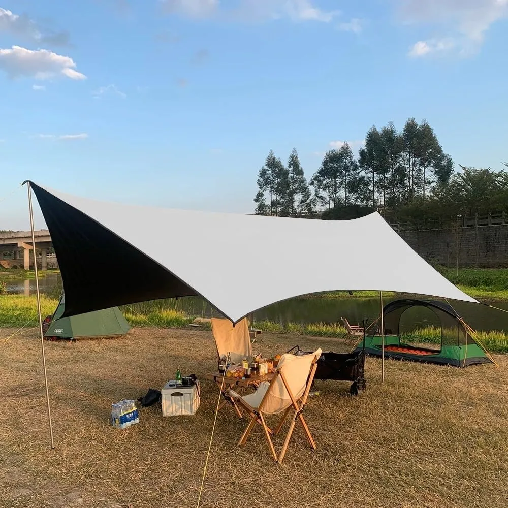 Camping Awning Canopy Tarp Durable Waterproof Lightweight for Outdoor Tent Shade Multi-Purpose Use(Kit B Without Pole)