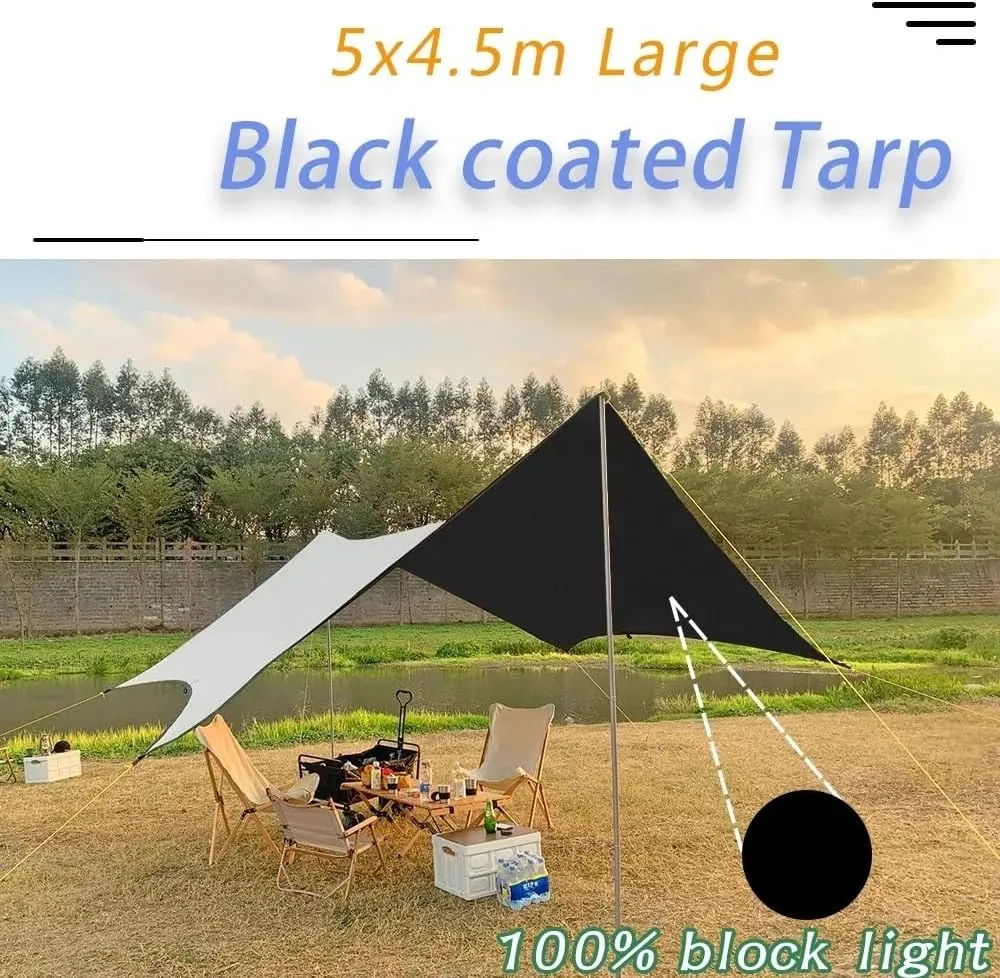Camping Awning Canopy Tarp Durable Waterproof Lightweight for Outdoor Tent Shade Multi-Purpose Use(Kit B Without Pole)
