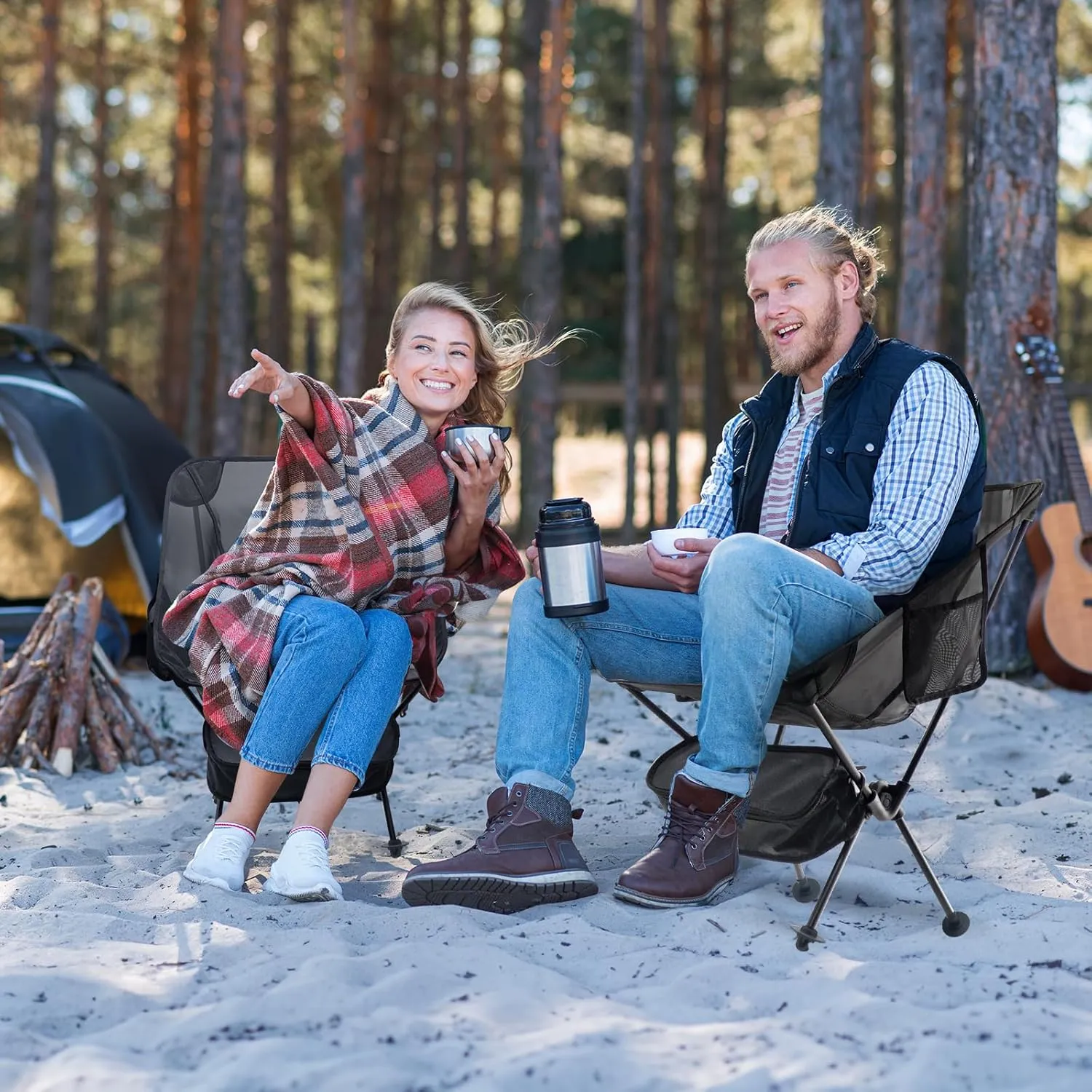 Camping Beach Chairs 2 Pack,Compact Backpacking Chairs,Full Breathable Mesh,Ultralight Aluminum Camp Chairs for Backpacking Fishing Picnic Beach