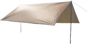 Camping Canopy Shelter - Duty 2000mm Waterproof Tarp with Stakes & Ropes, Multi-Use Emergency Tent for Hiking, Beach (Silver Coated Khaki,10x10 FT)