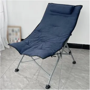 Camping Chairs For Adults, Outdoor Lounge Chairs Folding, Oversize Portable Padded Camp Chair With Metal Frame Pillow Collapsible Lawn Chair With Removable Soft Cushion For Grarden ( Color : Blue A )