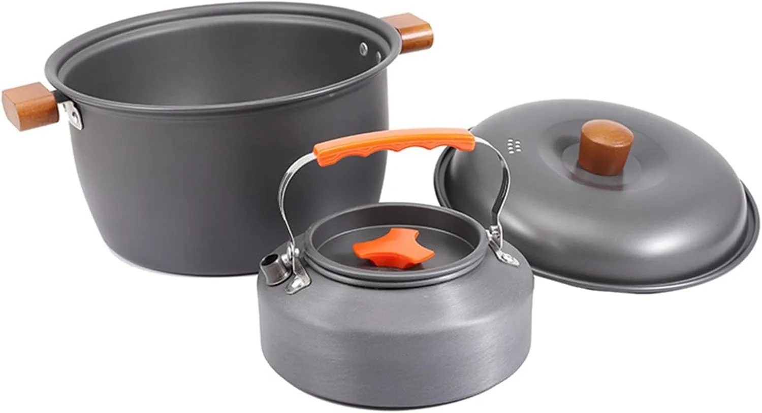 Camping Cooking Set Camping Cookware Mess Kit Aluminum Lightweight with Storage Bag Pots Kettle Set for Campfire Trekking BBQ