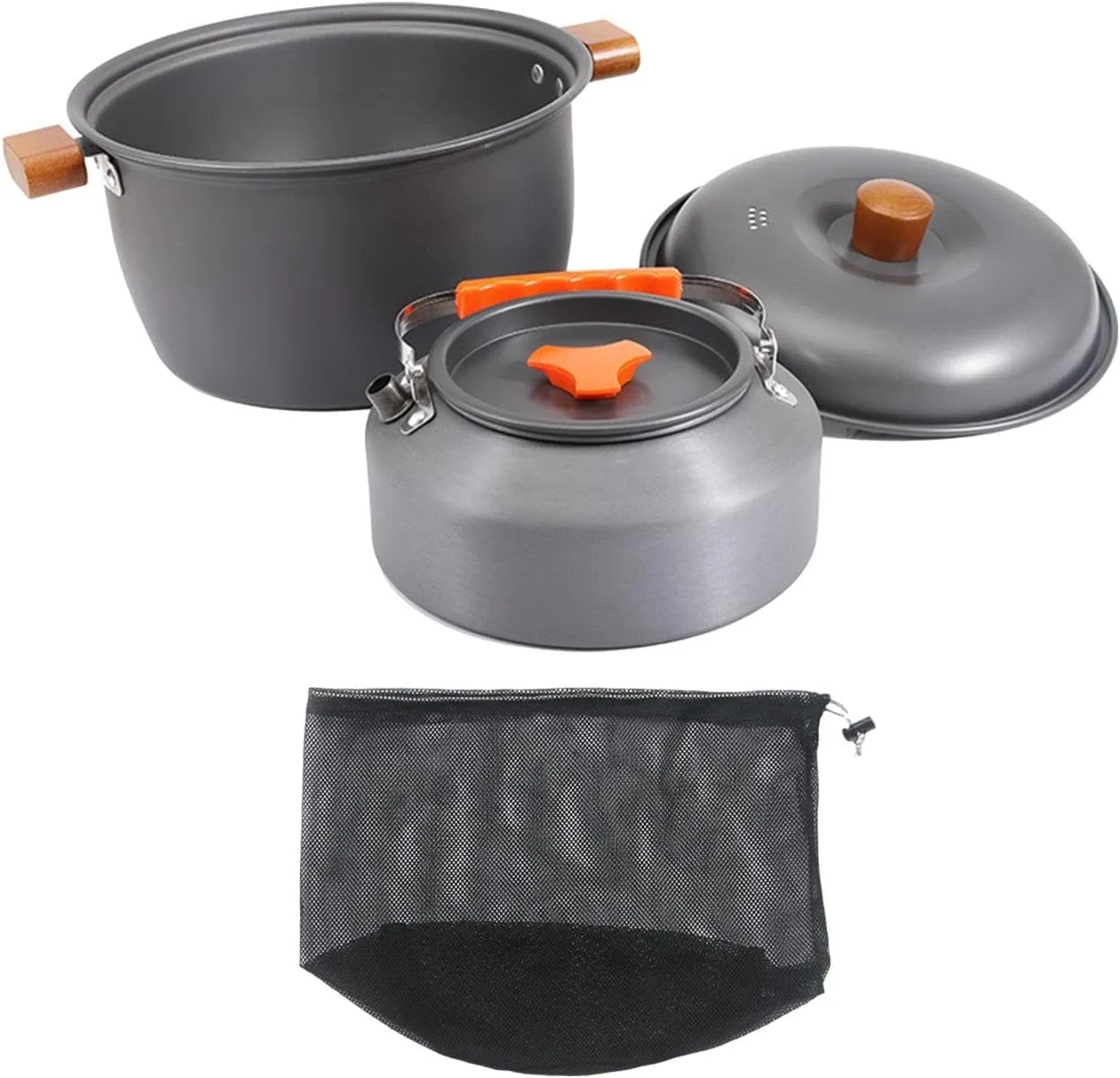 Camping Cooking Set Pots Kettle Set Stockpot Cookset with Storage Bag Camping Cookware Mess Kit for Travel Hiking Backpacking