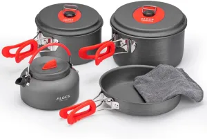 Camping Cookware Kit Outdoor Frying Pan Pot Kettle Set for Outdoor Camping Backpacking