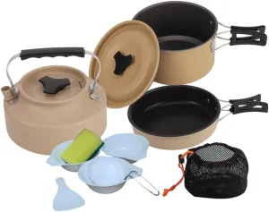 Camping Cookware Set Non Stick Frying Pan Multipurpose Kitchen Utensils Kettle Cooking Pot for BBQ Camping Cooking