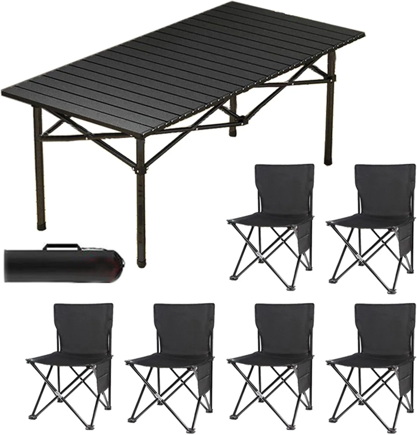 Camping Folding air and Table Set with Roll up Carbon Steel Folding Bea Picnic Tables Collapsible Backpack Lawn air for More People Party, BBQ